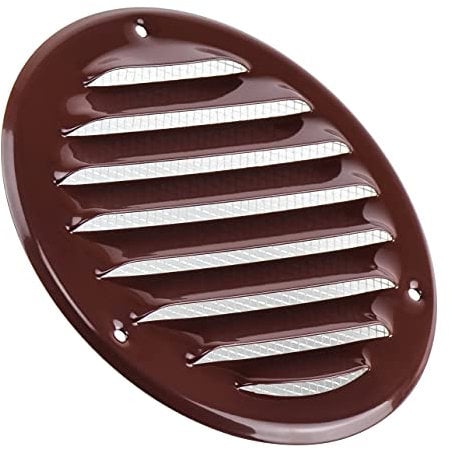 Steinberg14 Brown 100mm Metal Air Vent Cover with Insect Mesh - 4 inch Round Ventilation Grille