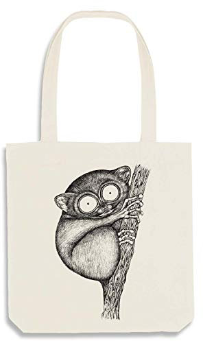 Ligarti Tasche I nachhaltiger Jutebeutel bedruckt I hochwertige stabile Einkaufstasche | (Koboldmaki (natur))