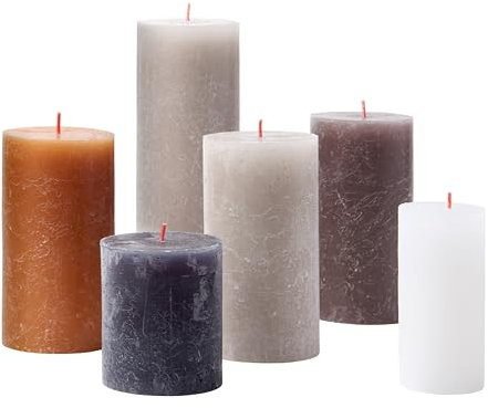 Bolsius - Juego de regalo de velas rústicas - nuevos neutros - caja de 6 velas - largo tiempo de combustión - vela doméstica - sin perfume - incluye cera vegana natural - sin aceite de palme
