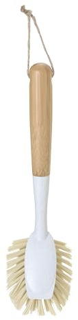 Vigar ZeroLine Brosse à vaisselle écologique avec tête ovale 7 x 5,5 x 26 cm Matériaux 100 % recyclables avec corde pour suspendre Gris
