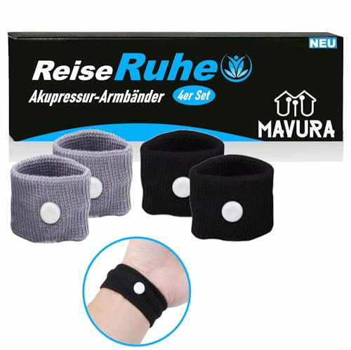 ReiseRuhe Wohlfühl Armbänder Reiseband Akupressur Reiseübelkeit, Schwangerschaft Seekrankheit Anti Übelkeit Armband Band Sea [4er Set]