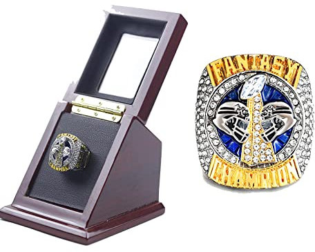 HYKJSHED Fantasy-Football-Ring, Meisterschaftsring, FFL-Meisterschaftstrophäe, Geschenkbox, Ring-Display-Box (B-size10)