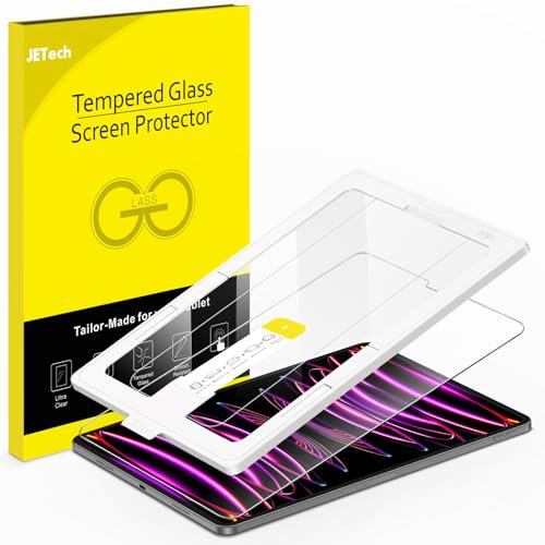 JETech Un Tocco Pellicola Protettiva per iPad Pro 12.9 Pollici (2022/2021/2020/2018 Modello, 6a/5a/4a/3a Generazione), Vetro Temperato Film con Cornice di Allineamento, HD Chiaro