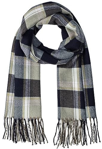 camel active Damen Softer Webschal mit kariertem Muster Dunkelblau, womenswear-OS