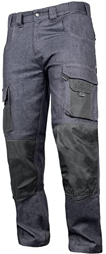 ACE Genesis Jeans Herren-Arbeits-Hose lang - Männer-Cargo-Hosen aus 98% Baumwolle - Stretch-Bund & Knie-Taschen - 56