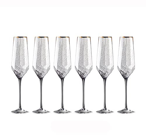 Verres à champagne 300 ml Verres à champagne Accueil Verres à vin blanc haut de gamme Ensemble de 6 flûtes à champagne martelées de luxe léger pour mariages, fêtes, activités quotidiennes Flûtes à cha
