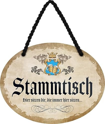 schilderkreis24 – Blechschild Lustiger Spruch “Stammtisch“ Deko Geschenkidee Frau Mann 18x14cm
