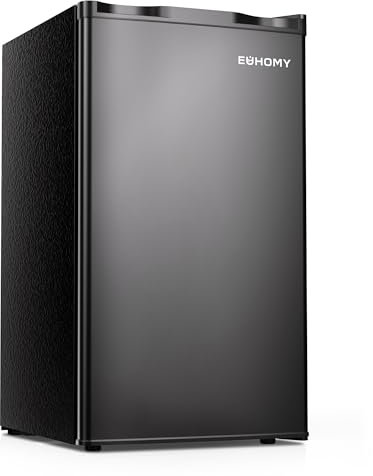EUHOMY 3.1 Cu.Ft Mini Fridge with Freezer, Single Door Compact Refrigerator, Adjustable Thermostat, Refrigerator Energy Saving, Mini fridge for Bedroom, Dorm, Office, Black