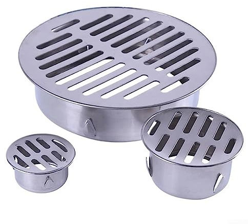 Runder Edelstahl-Bodenablauf, Metall, Stahl, Gully-Gitter, Dusche, Anti-Verstopfungs-Filter, Zuhause, Werkzeuge für den Außenbereich, Balkon, Hof (Ø 75 mm)
