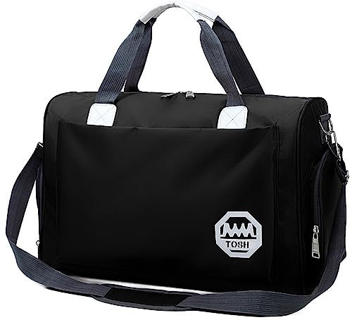 YDFYX Reisetasche 55L mit Schuhfach,Übernachtungstasche Leichte wasserdichte Sporttasche Handgepäcktasche für Wochenendtraining Schwimmen für Urlaub und Sport (Schwarz.)