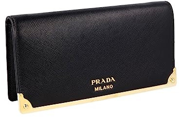 Prada Damen Schwarz Saffiano Leder Abendtasche 1DH044