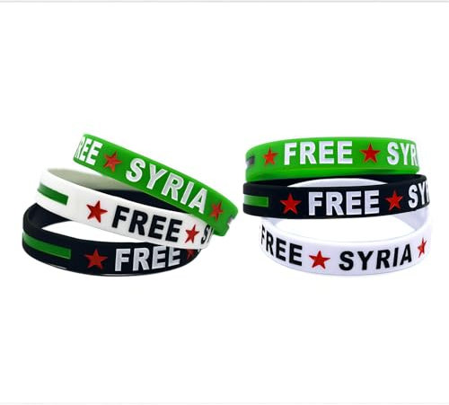 ZENRUIMING 6 kostenlose Syrische Flagge Armbänder Herren Damen Silikon Ornamente Sport Armbänder, 6.43x1.2x0.02cm/2.53x0.47x0.08inches, Silikon, Ohne Einlage
