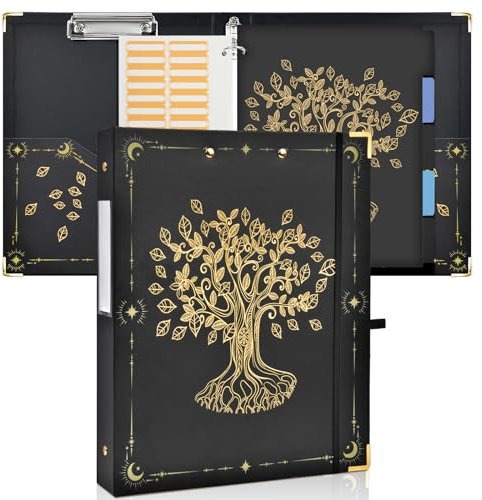 Cenvialuxy Classeur A4 3 Anneaux, 2 en 1 Porte Document avec Bloc, Dossier Rangement Documents avec Fiche Bristol, Classeur Rigide Dos 40 mm pour Stocker, Classer (Arbre à Argent)