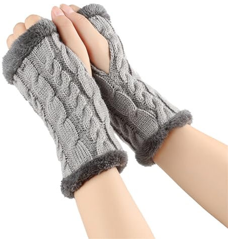Fulidngzg Thermo Handschuhe Damen Y2K Schwarz Fingerlose Pulswärmer Teenager Mädchen Winter Fäustlinge Winterhandschuhe Touchscreen Wolle Handstulpen Armstulpen