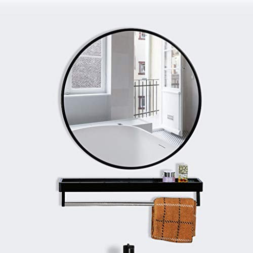 Miroir De Salle De Bains Créatif Métal Dressing Miroir Fer Art Miroir Mural Salle De Bains Miroir Rond Miroir De Maquillage Miroir Décoratif avec Style De Tablette,40CM