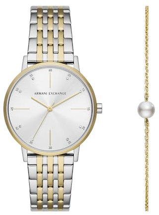 Armani Exchange Set con orologio da donna a tre sfere in acciaio e bracciale, AX7156SET