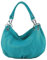 modamoda de IT40 Damen Leder/Nappaleder Schultertasche Hobo Bag handmade in Italy, Farbe:Türkisblau Leder