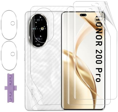 Lutree pour Honor 200 Pro Protection écran, 2+2+2 Pièces TPU Protecteurs d'écran+ Retour Film+ Verre Trempé Caméra Arrière Protecteur, HD Anti-Rayures Protection écran