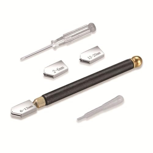 HRLORK 5 Pcs Glass Cutter Kit 2mm-20mm Glass Cutting Tool Set Breaking Glass for DIY Crafts Cutting Tiles Mosaic Bottles Mirrors