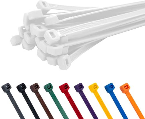 TCTS Cable Ties, 200mm x 4.8mm (Pack of 100) Premium Nylon Zip Ties, Multi-Purpose Plastic Tie Wraps, Secure Self-Locking Mechanism, for Home, Garden, Office and DIY