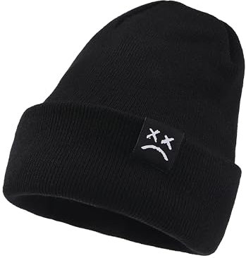 45°LOOKUP CEED Beanie-Mütze im Hip-Hop-Stil, mit gesticktem Logo, Schwarz2, Einheitsgr��e