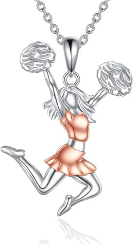VONALA Cheerleader 925 Sterling Silber Halskette für Frauen Cheerleading Anhänger Schmuck Zubehör Geschenke für Sport Cheer