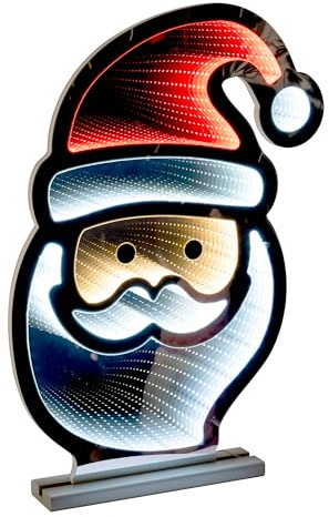 Star-Max LED Weihnachtsmann mit Infinity Effekt, Weihnachtsdekoration für Innenbereiche, beidseitig beleuchtet, inkl. Timerfunktion, 3m Zuleitung und Standsockel, 246 LEDs, 43x7x60cm