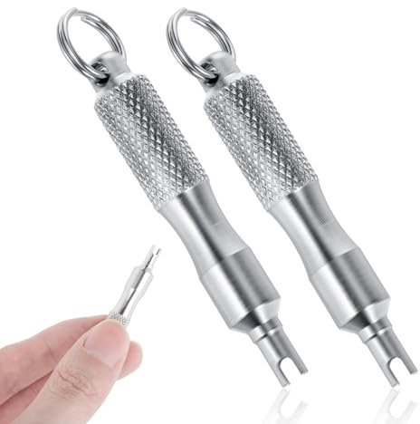 Ymapinc Reifenventil Werkzeug，2 Stück Autoventil Schlüssel Set Ventilausdreher Tragbares Mikroreparaturwerkzeug Ventilschlüssel für Fahrräder Autos Motorräder Lkws(Edelstahl)