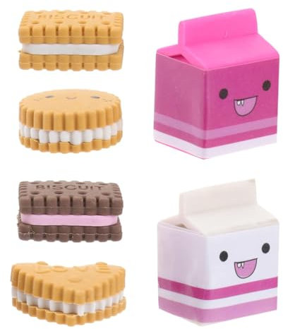 SGERUFZ 6 Pcs Niedliche Kawaii Keks Radiergummis in Box Schreibwaren für Schule Kreatives Geschenk für Studenten