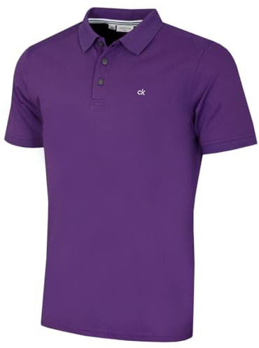 Calvin Klein Mens 2026 Campus 3 Button Ribbed Collar Golf Polo Shirt