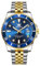 OLEVS Bicolor Herren Uhr Wasserdicht Elegante Edelstahl Herrenuhr mit Datum Analog Silber Gold Armbanduhr Herren Blau Zifferblatt Moderne Leuchtende Herrenarmbanduhr mit Metallarmband Geschenke