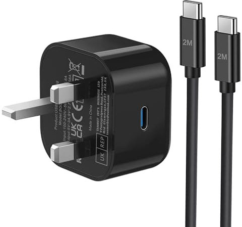 For Samsung Fast Charger Plug and Cable 1M, USB C Plug with Lead Charging for Samsung Galaxy S25/S24/S23/S22/S21/S20 fe/A05S/A16/A15/A14/A12/A13/A32/A33/A34/A35/A52/A53/A54/A55/A21S,USBC Type C 3.0