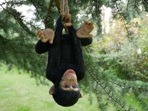 Hanging Monkey Garden Ornament, Decorative Tree Rope Monkey, Indoor Outdoor Safari Decor (Hanging Upside Down Monkey)