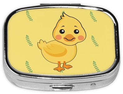 Cartoon Ente Reise Quadratische Pillen Aufbewahrungsbox, Tragbare Mini Pillendose (2 Fach Pillendose) Vitamin Medizin Aufbewahrungsbox