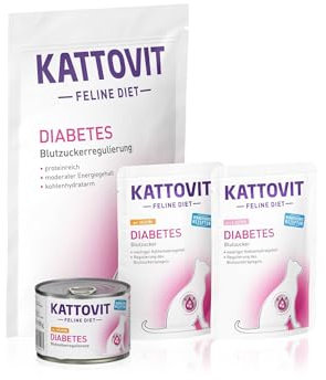 KATTOVIT - Diabetes Probierpaket Small speziell für Katzen mit Diabetes oder Übergewicht. Blutzuckerregulierendes Katzendiätfutter als Trocken- und Nassfutter