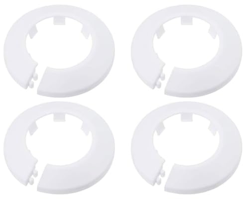 TOP-VIGOR 41.5mm Pipe Cover Decoration Click-in PP Plastic Pipe Collar 4pc | Escutcheon Pipe Collars for Water Pipe, Drain Line, Toilet Waste Pipe, Wall Pipe Entry Decoration Trim and Bathroom Plumbing