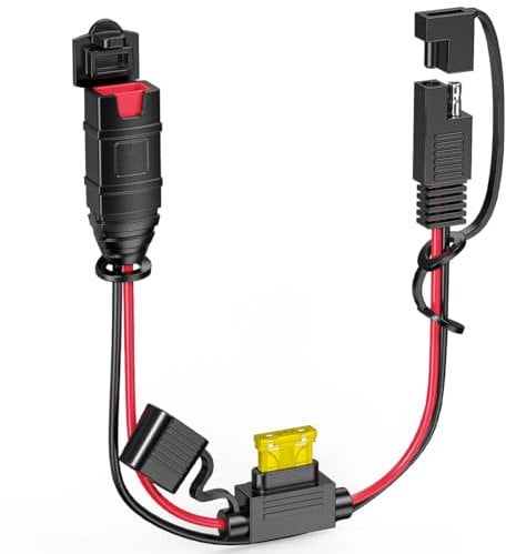 Mellbree - 1 ft SAE extension cord compatible with NOCO Genius smart battery chargers, 14AWG heavy duty SAE connector cable, 20A fuse waterproof plug for