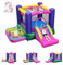 GOPLUS Château Gonflable Extérieur Intérieur Licorne pour Enfants avec Toboggan, Piscine à Balles, Panier de Basket, 2 Anneaux, Aire de Jeux pour Enfants de 3-12 Ans (Licorne)