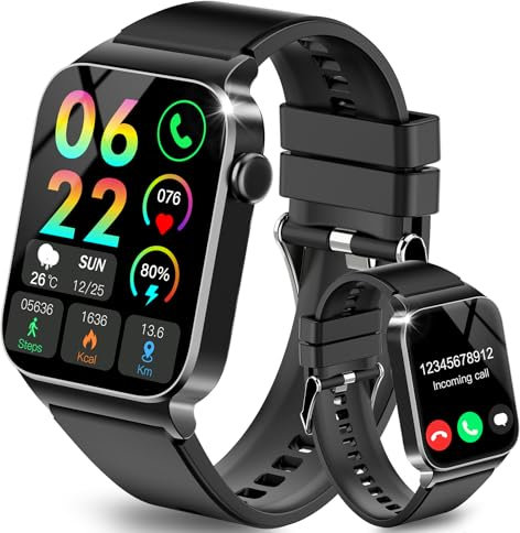 STECEi Smartwatch Uomo Donna Rispondi/Effettua Chiamate, 1.85 Orologio Smartwatch con 113 Sportivo, Impermeabil IP68 Sportivo Watch con Contapassi/Sonno/Cardiofrequenzimetro, Fitness Watch Nero