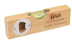 Personalised Fathers Day Birthday Gifts for Dad from Daughter Son Wife – Wooden Spirit Level with Bottle Opener – Funny Personalised Tool Gift – Thank You Gift Ideas for Daddy, New Dad, Papa, Grandpa