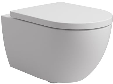 Inodoro colgante de pared Soho 3.0, color blanco mate, sin bordes, con cisterna tornado, superficie Nano Easy Clean, asiento de inodoro de cierre suave, ahorro de agua, incluye fijación Quick-Fix
