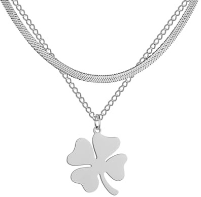 Vierblättrige Halskette aus 925er Sterlingsilber für Frauen und Mädchen, minimalistischer Anhänger – 4 Halskette, Alhambra, glücklicher Geburtstag, Valentinstag
