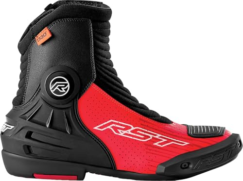 RST Tractech Evo D3O Short perforierte Motorrad Stiefel, schwarz/neon-rot, 42