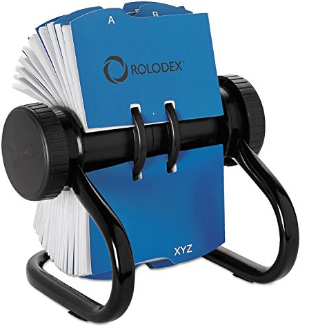 Rolodex 67236 Open Rotary Business Card File w/24 Guides Black