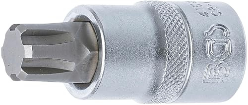 BGS 4158 | Bit-Einsatz | Keil-Profil (für RIBE) M14 | Antrieb Innenvierkant 12,5 mm (1/2) | Länge 55 mm | Chrom-Vanadium-Stahl | verchromt, matt | mit Rändelung