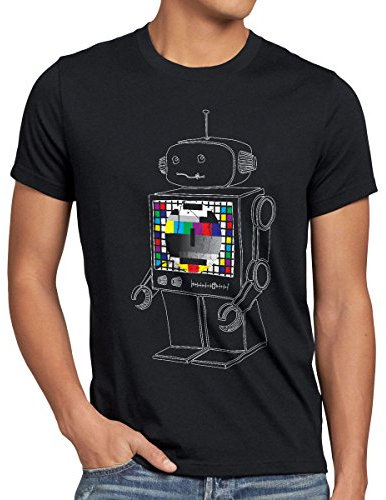 style3 Sheldon Testbild Roboter T-Shirt Herren, Größe:XL;Farbe:Schwarz