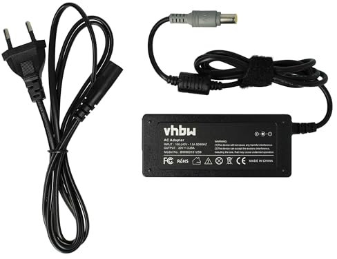 vhbw Netzteil kompatibel mit IBM/Lenovo ThinkPad X60, X60S, X61, X61S, X230, X230i, X300, X301, Y100 Notebook, 65 W