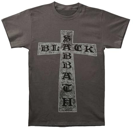 Bravado Men's Official Sabbath Cross Charcoal T Shirt Large Grey