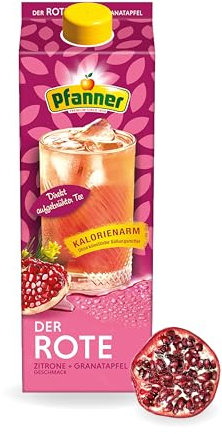 Pfanner Der Rote – 2 l Packung - Eistee Zitrone Granatapfel - direkt aufgebrühter Tee – zuckerreduziert, kalorienarm