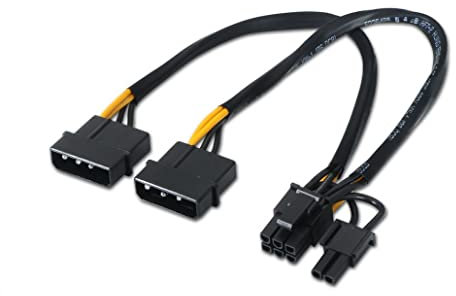 Cablepelado® - cavo di alimentazione per scheda grafica 2 X Molex a PCI-E 0,20 metri, Nero.